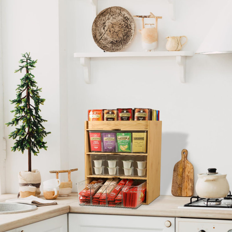 Box for Tea Bags, Bamboo Tea Bag Organizer, Storage buy box, For Cabinets or Counter